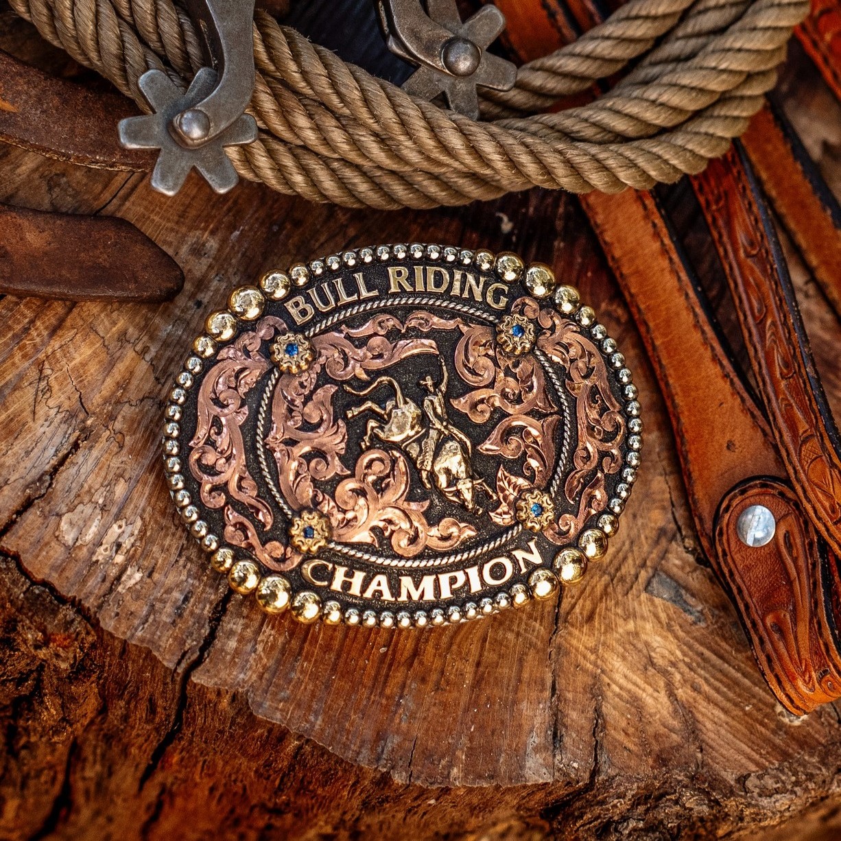 Bull Riding Champion Belt Buckle - Rodeo Buckle Gallery 1